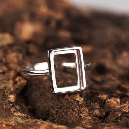 Sterling Silver 925 Semi Mount Ring Setting Princess Cabochon 8x11mm Fine Jewelry Engagement Wedding Anniversary