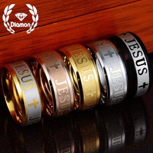 Diamon New Stainless Steel Jesus Cross Ring Fashion Design Couble Lovers Man For Women Girl Christmas Birthday Jewelry Gift