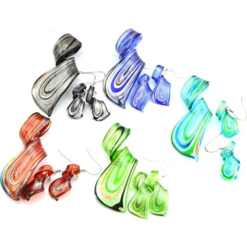 De Bijoux 5 sets Twist Mix Colors Murano Lampwork Glass Necklace Earring Jewelry Set, Fashion Jewelry Set #60222