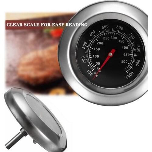 BBQ Smoker Bakeware F/C 2" Stainless Steel Oven Dual Gage 500 Degree Thermometer Pit Bimetallic Quick Response Temp Gauge