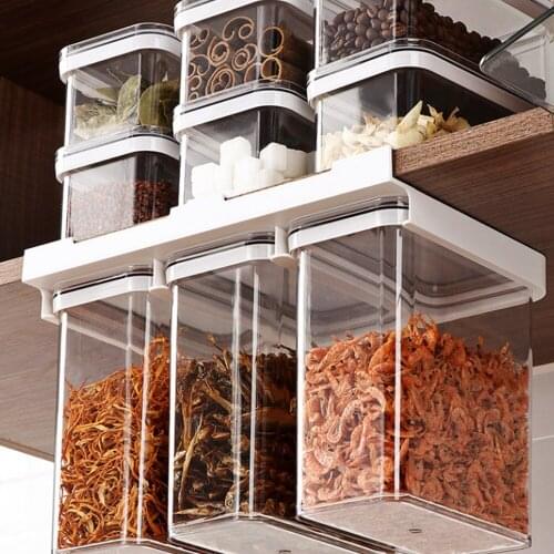 Kitchen Food Storage Container Hanging Rack Refrigerator Organizer Clear Case Multigrain Storage Tank Transparent Sealed Cans