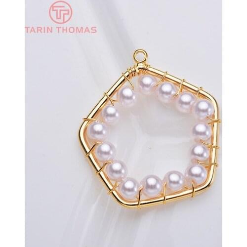 4PCS 27MM 24K Gold Color Brass Geometric Figure Charms Pendants High Quality Diy Jewelry Findings Accessories