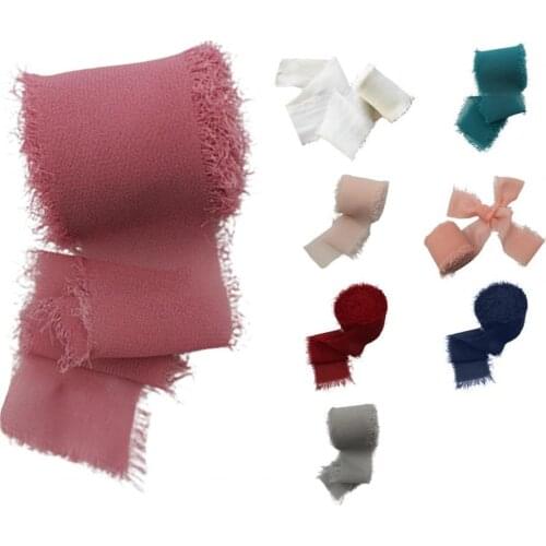 5cm Ribbon Frayed Edged Handmade Gauze Flower Bouquet Gift Ribbon for Decorative for Wedding Event Party