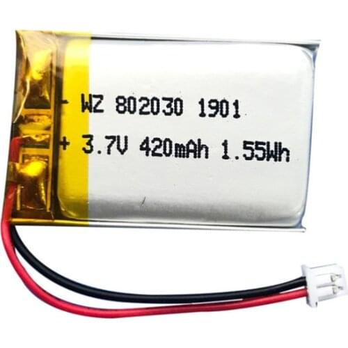 Lithium polymer battery 802030 (400mAh) 3.7v suitable for Bluetooth audio LED lamps playing sterilizer
