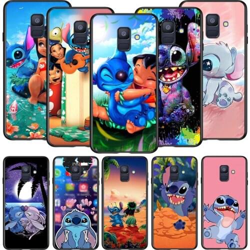 Cute Cartoon Stitch For Samsung Galaxy A8 A9 A7 A750 A6 A5 A3 A6S A8S Star Plus 2016 2017 2018 Black Soft Phone Case