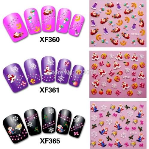 Fashion Hot XMAS Wrap Designs 3D Nail Art Stickers Foil Tips decals DIY Gift 20pcs/lot