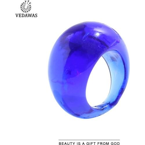Vedawas Fashion Luxury ZA Blue Glass Rings for Women Boho Round Elgant Engagement Rings Jewelry Wedding Party Gift Wholesale