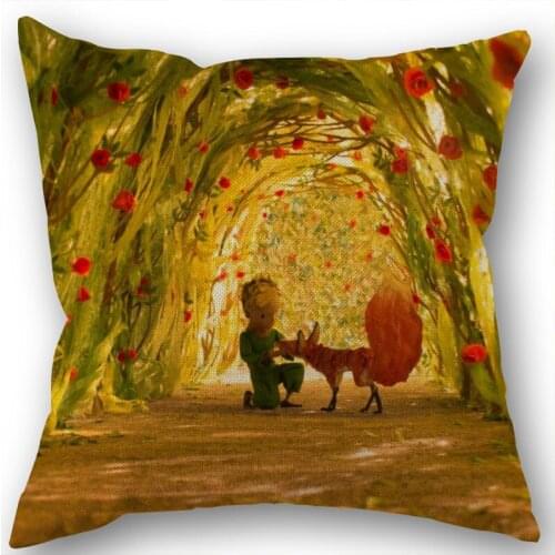 The Little Prince Pillowcase Cotton Linen Fabric Square Zippered Pillow Cover For Office Family Decoration 45X45cm Eco-Friendly