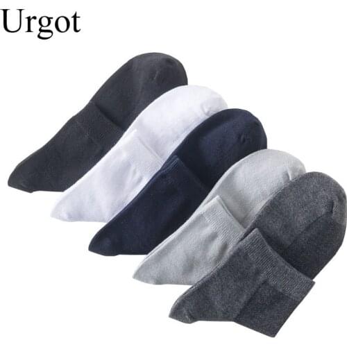 Urgot 5 Pairs 2021 New Business Pure Cotton Mens Socks Mesh Deodorant Socks Solid Color Cotton Socks Comfort Male Calcetines