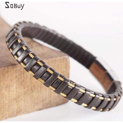 New Arrival Male Braid Stainless Steel Charm Bracelets Bangles For Men Women Jewelry Classic Diy Genuine Leather Bracelets