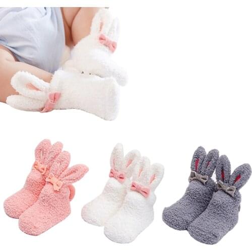 New baby childrens floor socks cartoon warm fleece boys and girls baby foot sock