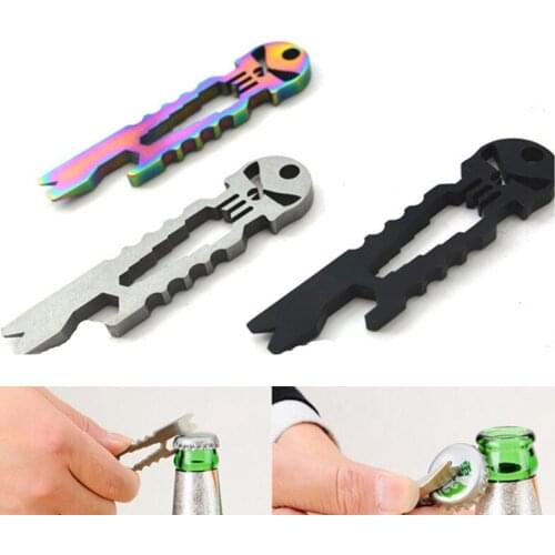 Skull Beer Bottle Opener Prybar Pry bar Crowbar multi pocket tool pendant keyring gadget camp hike outdoor