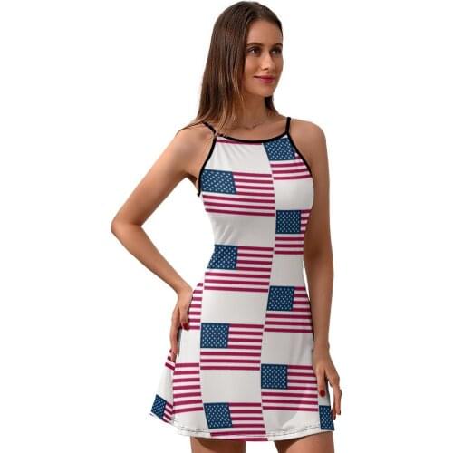 American Flag Dress Suspender Style Spandex Dresses Women Patterns Going Out Tight One-Piece Dress