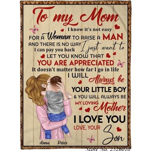 Throw blanket A Letter to My Mom 3D Velvet Plush Blanket Bedspread For Boys Girls Sherpa Blanket Couch Quilt Cover Travel 35