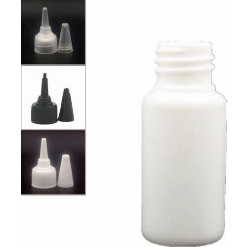 20ml empty plastic bottle , white soft pe bottle with Twist Top Caps, pointed mouth top cap X 10
