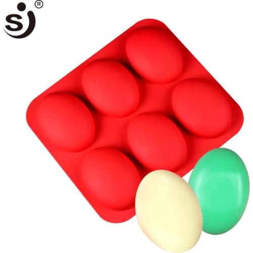 SJ DIY Silicone Molds Soap Mold Oval for Handmade Soap Making Tools 3D 6 Soap Forms