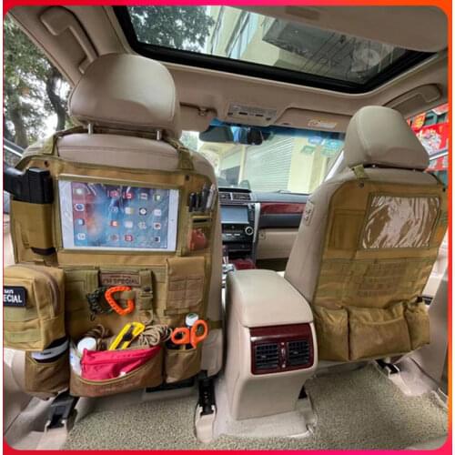 Tactical Car Backseat Organizer Molle Camping Collapsible Car Seat Back Multi-Pocket Storage Bag Hunting Accessories Pouch Bags