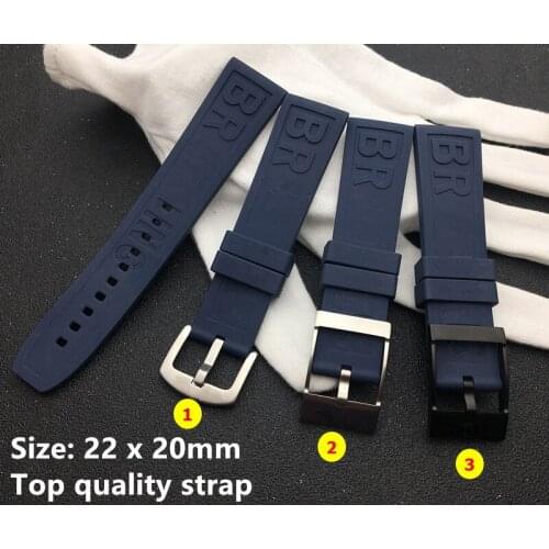 Dark Blue Quality Caoutchouc Rubber silicone watch band 22mm Watchband Bracelet For navitimer/avenger/Breitling strap logo on