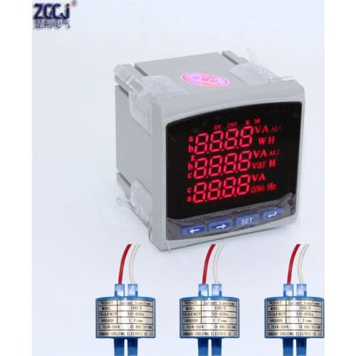 3 phase electricity digital meter 100A 150A 200A 300A 250A multifunction power meter with 3pcs current transformers