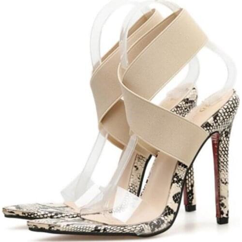 Sexy Pumps Wedding Women Fetish Shoes women pumps PVC Elastic band Slip On 12CM Thin High Heels Pointed Toe Serpentine Shallow