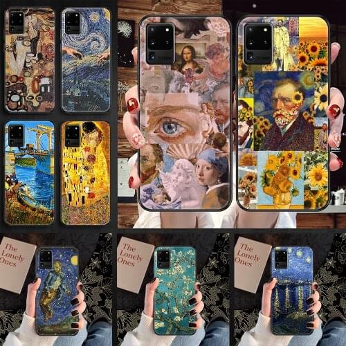 Van Gogh art Oil Painting Phone case For Samsung Galaxy Note 4 8 9 10 20 S8 S9 S10 S10E S20 Plus UITRA Ultra black 3D back trend