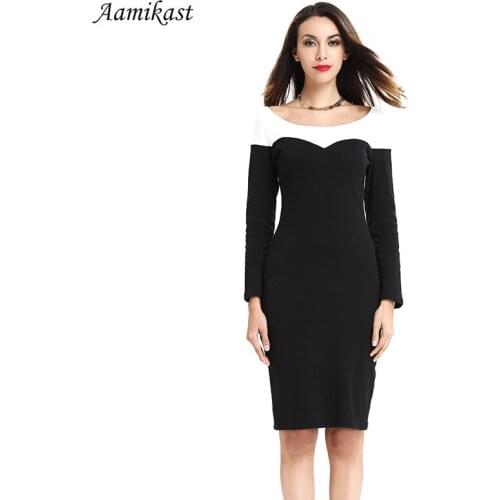 AMIKAFASHION Fashion Elegant Celeb o-neck Middle Sleeve Knee-length Patchwork Pencil Party Cocktail Women Dresses Free Shipping