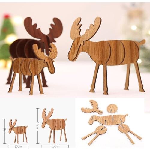 2pcs Wooden DIY Elk Decoration Childrens Creative Gift Desktop Decoration for christmas Festival decorations ornaments supply