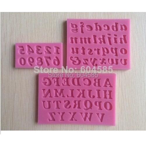 3pcs a set 3D English letters & numbers fondant cake molds soap chocolate mould for the kitchen baking