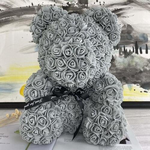 40cm Rose Bear Heart Artificial Flowers Red Rose Bear For Women Valentines Wedding Birthday Christmas Gift Home Decoration