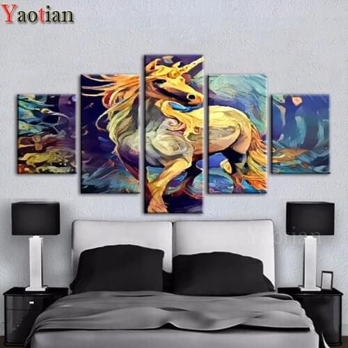 5 Pieces diamond Embroidery Abstract unicorn Multi-Picture diamant Art 3d diamond painting full square drill mosaic stickers