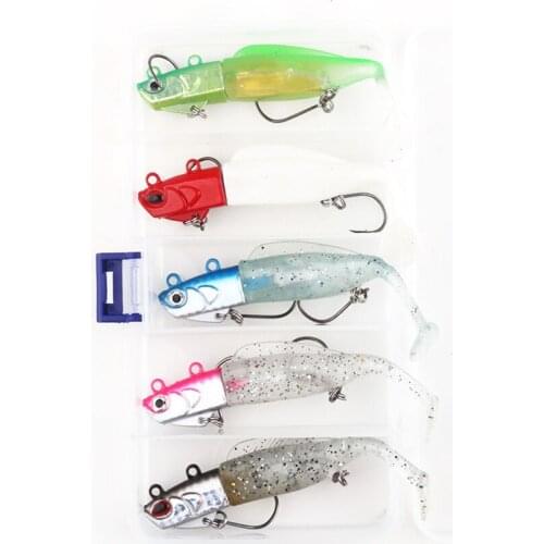5Pcs/Box Winter Lead Jig Head Soft Baits Fish Isca Silicone Shad Artificial Fishing Lure Shad Plastic Lure