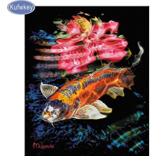 Diamond Embroidery fish icon diamond Mosaic Diamond Painting Cross Stitch painting of rhinestone full square round home decor