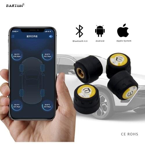 Car TPMS Tyre Pressure Monitoring System Bluetooth 4.0 Universal External Sensor IOS/Android APP Tire Pressure Alarm Security