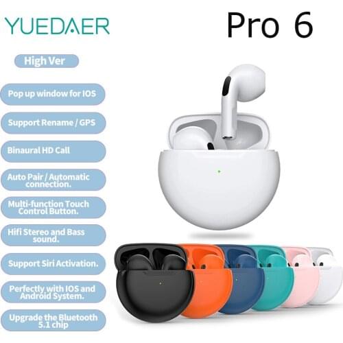 TWS Pro6 Wireless Headphones Bluetooth Earphones Earbuds Ear Bods Stereo Sport Waterproof Headset With Charging Box Microphone