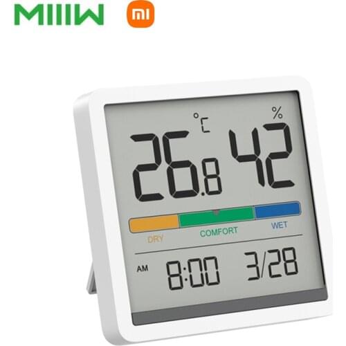 Xiaomi mijia Miiiw Mute Temperature And Humidity Clock Home Indoor High-precision Baby Room C/F Monitor 3.34inch Huge LCD Screen