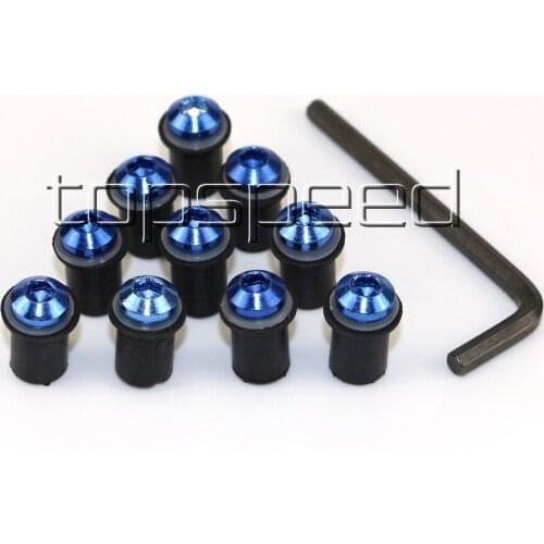 10 PCS Blue Motorcycle Windshield Windscreen Screws Bolts