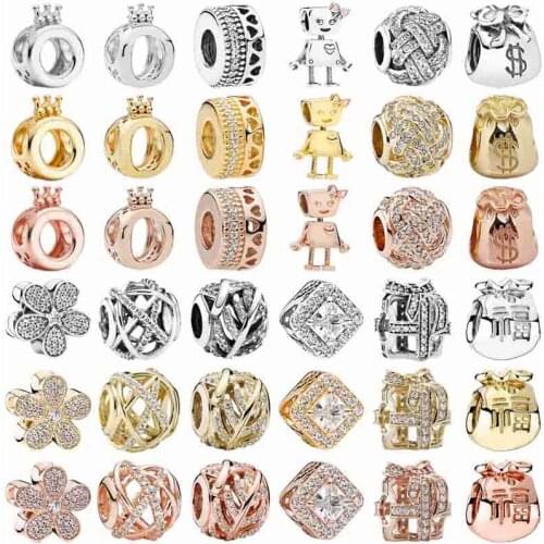 Pan Bella Bot Radiant Heart Logo & Crown O Galaxy Swirls Gift Box Charm 925 Sterling Silver Beads Fit Bracelet DIY Jewelry