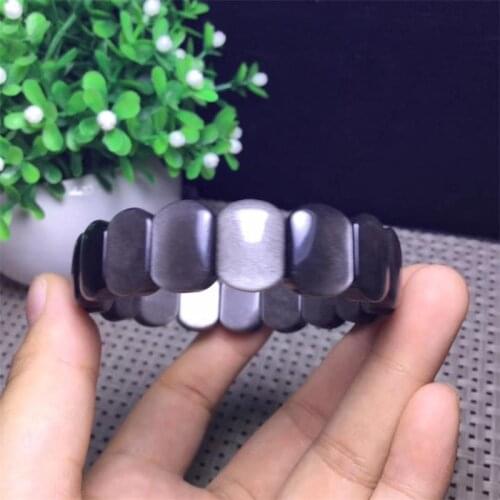 Natural silver obsidian stone beads bracelet natural gemstone jewelry bangle for woman for gift wholesale