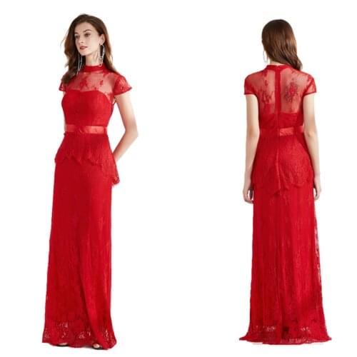 Red Long Formal Sequined Prom Dresses Party New Robe De Soiree Embroidered Gowns