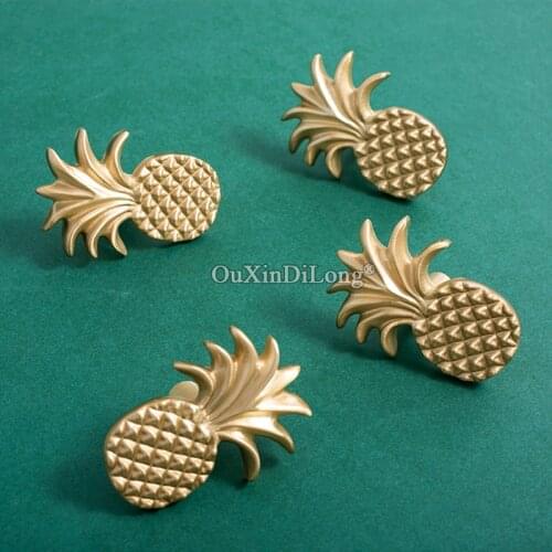 European 4PCS Pure Brass Pineapple Furniture Handles Drawer Pulls Cupboard Wardrobe Kitchen Wine TV Cabinet Pulls Handles&Knobs