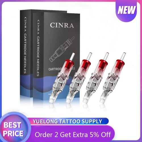 Tattoo Needle Cartridges, CINRA 20Pcs Tattoo Cartridge Needles Size 5RM 7RM 9RM 11RM Curved Magnum Cartridge Tattoo Needles for