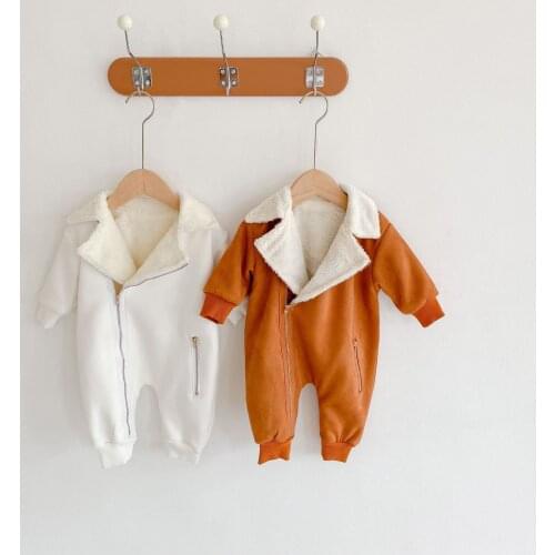Winter New Baby Girls and Boys Solid Color Thicken Romper