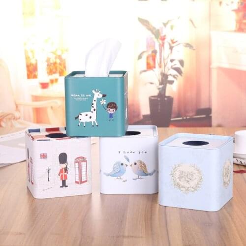 Square Paper Tissue Boxes Simple Creative Home Cartoon Lovely Tissue Storage Living Room Dining Room Bedroom Towel Container