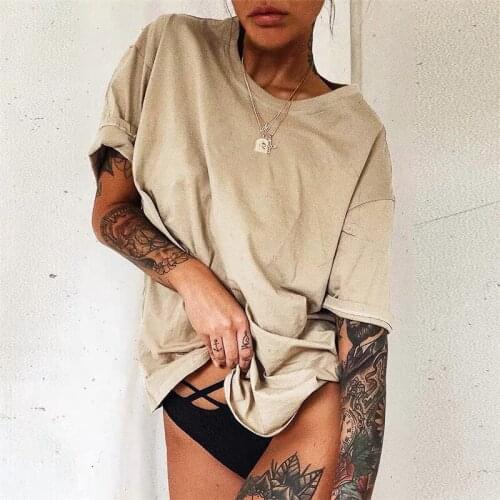 Summer Knitted Basic Solid T-shirt Women Casual Cotton Solid Color Plus Size Short-sleeved T-shirt Women Fashion Top Women 3XL