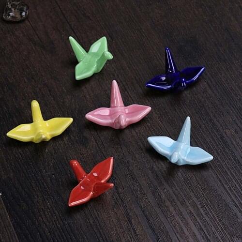 Cute Paper Crane Ceramics Chopsticks Racks Spoon Forks Knife Rest Holder Chopsticks Stand Kitchen Tools Home Decoration