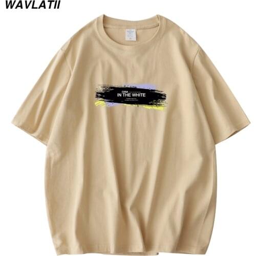 WAVLATII 2021 New Mens Short Sleeve T-shirts 100% Cotton Cool Printed Tees Tops for Male WMT2102