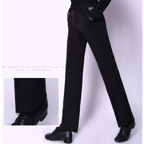 Men Black Latin Dance Pants Professional Adult latin Ballroom Dance Pants Salsa Tango Rumba Samba Cha Cha Latin Trousers DQS1750