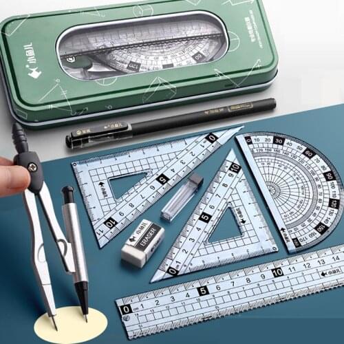 School ruler set Stationery & office school stencils for Drawing compas protractor Metal Rulers Template for painting