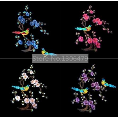 2pieces New plum and bird embroidery patch, Clothing repair decorative accessories RS1510