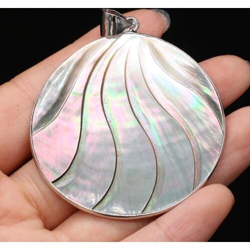 New Style Natural Stone Pendant Round Shell For Jewelry Making DIY Necklace Bracelet Earrings Accessory